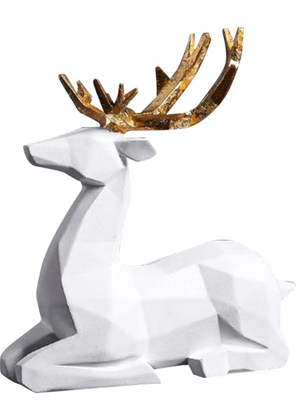 Elk Şekli Heykel Dekoratif Süs Heykel Heykel Sanat Eseri Beyaz (Yurt Dışından)