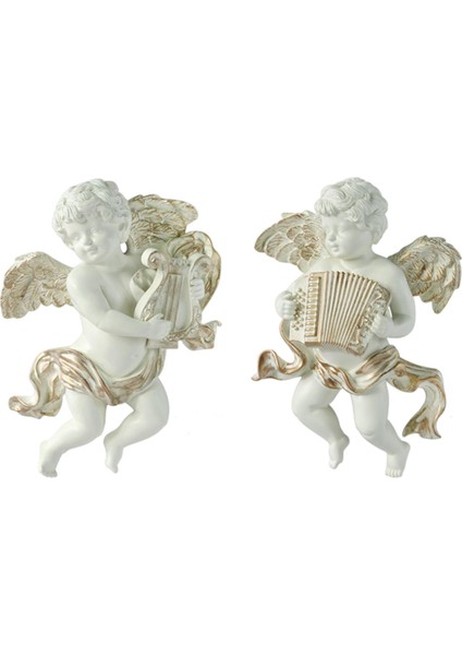 2pcs Ngel Heykel Figürinler Cherub Duvar Heykel Kanatları Dekor Için Dekoratif (Yurt Dışından)