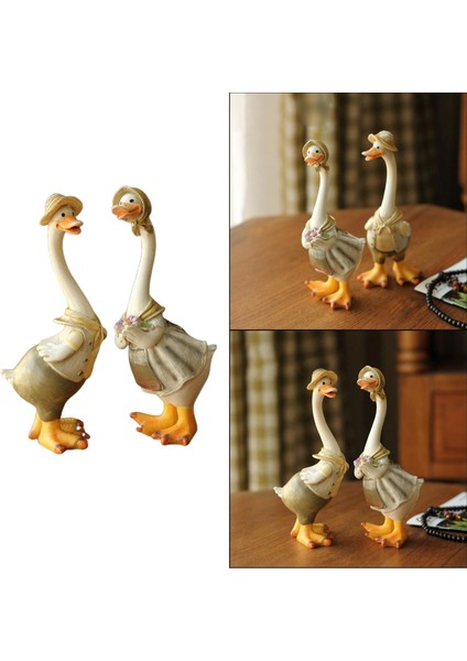 Bahçe Rafları Için 2 Yaratıcı Ördek Heykelcik Sanat Süsleri 10X10X16CM (Yurt Dışından) fırsatları