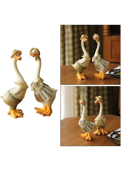 Bahçe Rafları Için 2 Yaratıcı Ördek Heykelcik Sanat Süsleri 10X10X16CM (Yurt Dışından) indirimleri