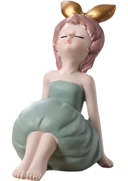 Sevimli Kız Heykel Heykel Heykel Reçine Sanat Parti Noel Dekor D 9.3x6.5cm (Yurt Dışından)