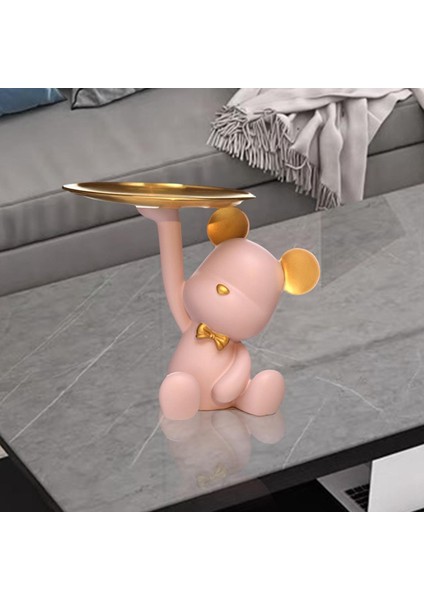 Yaratıcı Reçine Ayı Figürin Heykel Paraları Giriş Depolama Tepsisi Organizatör Pembe (Yurt Dışından) modelleri