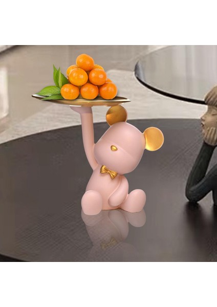 Yaratıcı Reçine Ayı Figürin Heykel Paraları Giriş Depolama Tepsisi Organizatör Pembe (Yurt Dışından) fırsatları