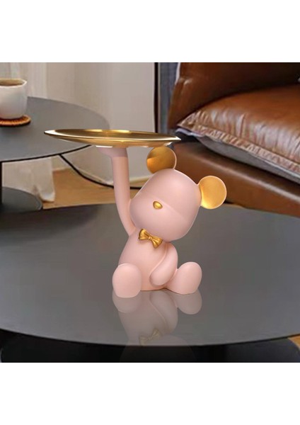 Yaratıcı Reçine Ayı Figürin Heykel Paraları Giriş Depolama Tepsisi Organizatör Pembe (Yurt Dışından) indirimleri