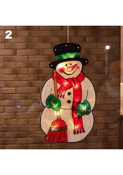 Kardan Adam LED Işık Noel Penceresi Dekorasyon Siluet Pil Çalışan (Yurt Dışından)