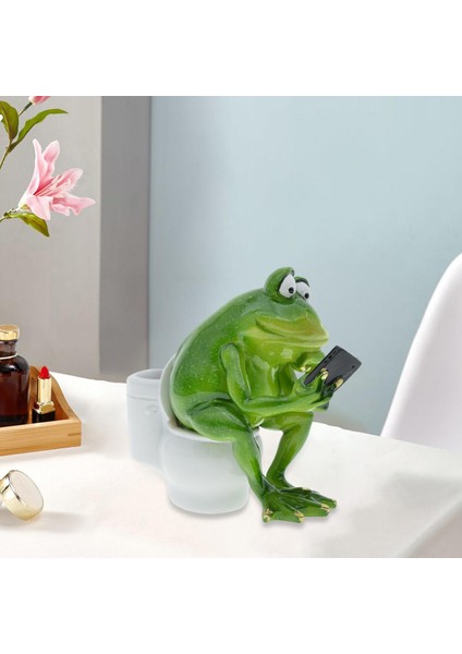 Komik Banyo Kurbağa Heykeli Hayvan Heykeli Ev Ofis Yard El Sanatları Dekor 5.31X 4.72 Inç (Yurt Dışından) indirimleri