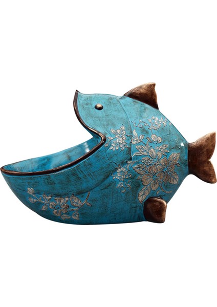 Reçine Balık Heykel Depolama Tepsisi Kutusu Yaratıcı Heykel Tv Standı Süs Mavi (Yurt Dışından) fiyatları