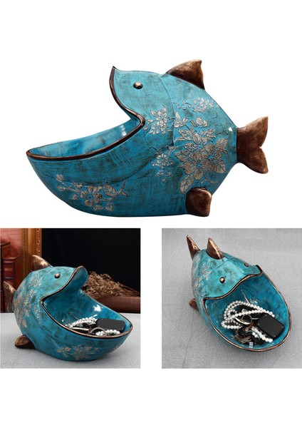 Reçine Balık Heykel Depolama Tepsisi Kutusu Yaratıcı Heykel Tv Standı Süs Mavi (Yurt Dışından) fırsatları