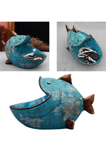 Reçine Balık Heykel Depolama Tepsisi Kutusu Yaratıcı Heykel Tv Standı Süs Mavi (Yurt Dışından) indirimleri