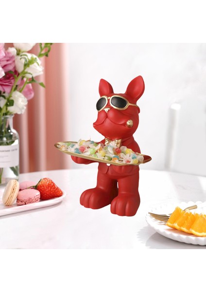 Colaxi Figüre Sundries Tutucu Köpek Heykeli Giriş Yolu Organizatör Tepsisi Kırmızı (Yurt Dışından) fırsatları