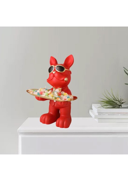 Colaxi Figüre Sundries Tutucu Köpek Heykeli Giriş Yolu Organizatör Tepsisi Kırmızı (Yurt Dışından) indirimleri