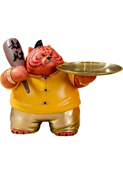 Reçine Tiger Heykel Depolama Tepsisi Ev Dekoru Giriş Yatak Odası Sarı (Yurt Dışından)