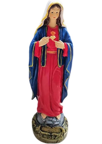 Reçine Virgin Mary Heykel Figürin Dini Masa Ekran Noel Raf Mavi Kırmızı (Yurt Dışından) fiyatları