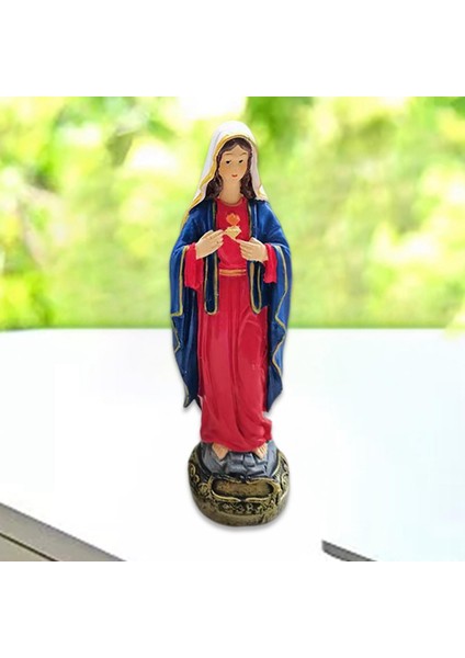 Reçine Virgin Mary Heykel Figürin Dini Masa Ekran Noel Raf Mavi Kırmızı (Yurt Dışından) fırsatları
