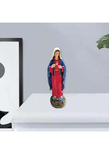 Reçine Virgin Mary Heykel Figürin Dini Masa Ekran Noel Raf Mavi Kırmızı (Yurt Dışından) indirimleri