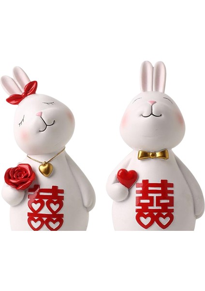 Şık Çift Tavşan Süs Heykel Heykel Heykel Ev Ofis Dekorasyonu (Yurt Dışından) modelleri