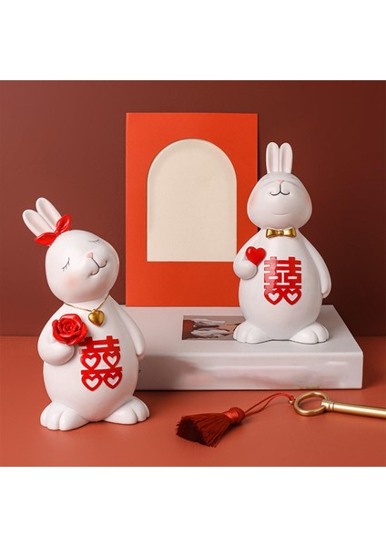 Şık Çift Tavşan Süs Heykel Heykel Heykel Ev Ofis Dekorasyonu (Yurt Dışından) indirimleri