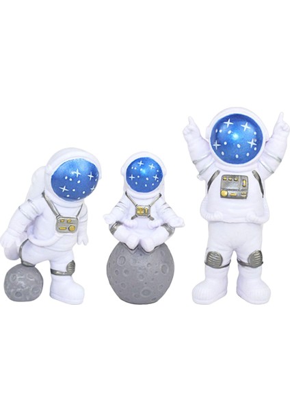 3 Adet Pvc Astronot Heykel Süsleri Masa Tv Raf Tatili Hediyeleri Mavi (Yurt Dışından)