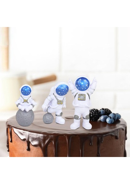 3 Adet Pvc Astronot Heykel Süsleri Masa Tv Raf Tatili Hediyeleri Mavi (Yurt Dışından) modelleri
