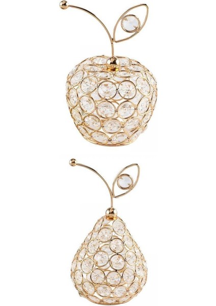 2x Modern Kristal Meyve Heykelleri Ofis Otel Odası Masaüstü Meyve ve Armut Için Heykelcik Dekoru (Yurt Dışından)