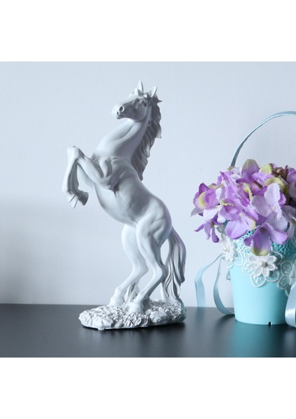Reçine Heykeli Reçine Atlama Stallion Heykel Ev Dekoru Beyaz (Yurt Dışından) fırsatları
