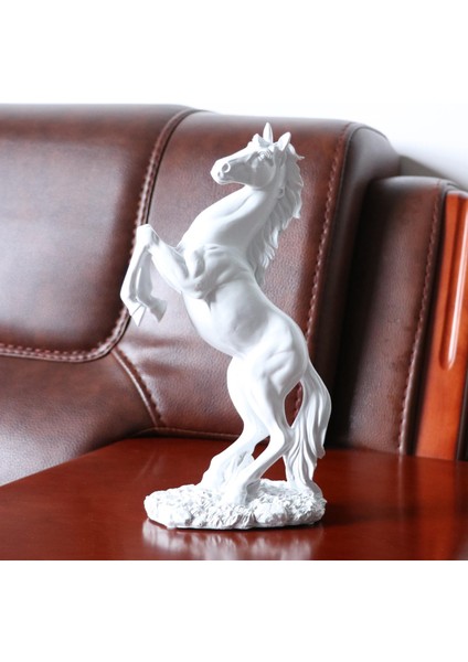Reçine Heykeli Reçine Atlama Stallion Heykel Ev Dekoru Beyaz (Yurt Dışından) indirimleri