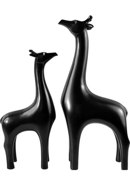 2 Adet Modern Geyik Heykel Figürler Hayvan Feng Shui Kitaplık Ev Dekor Siyah (Yurt Dışından) fiyatları