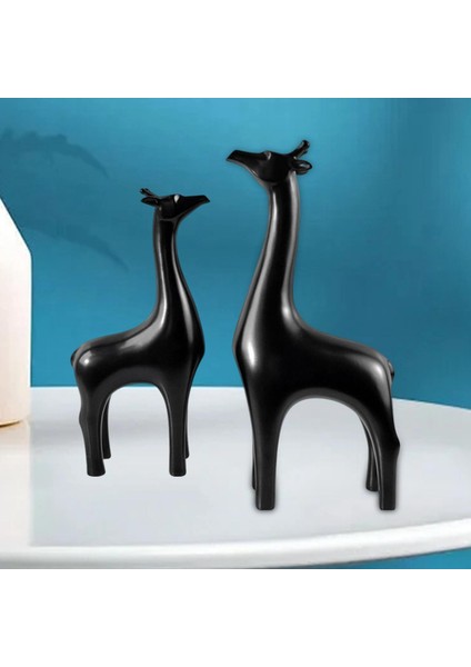 2 Adet Modern Geyik Heykel Figürler Hayvan Feng Shui Kitaplık Ev Dekor Siyah (Yurt Dışından) modelleri