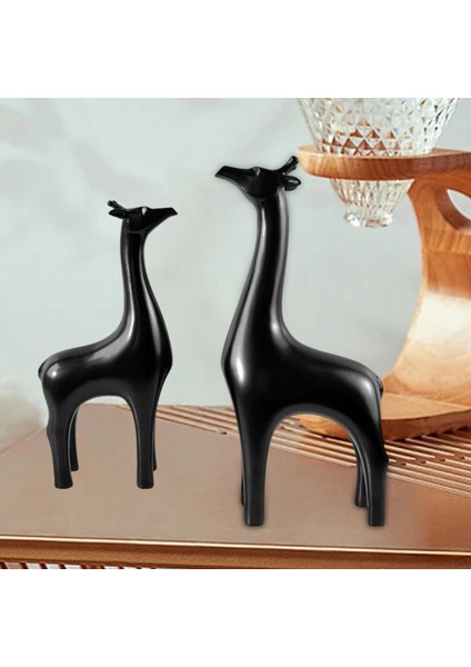 2 Adet Modern Geyik Heykel Figürler Hayvan Feng Shui Kitaplık Ev Dekor Siyah (Yurt Dışından) fırsatları