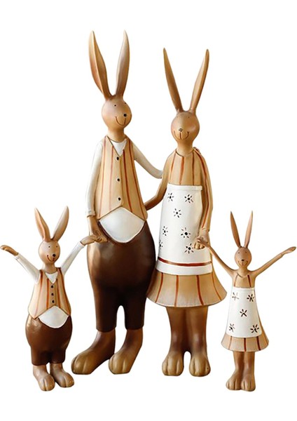 Art Family Tavşan Heykel Süsleme Çift Retro Heykel Heykel El Sanatları (Yurt Dışından)