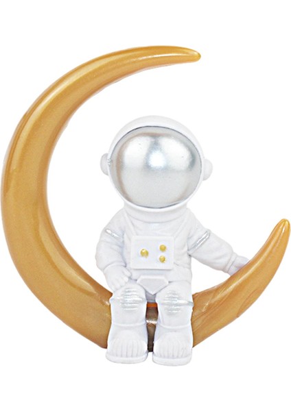 Astronot Heykel Kek Dekorasyonu Minyatür Süsleme Çubuğu Altın Ay Için Pişirme Süsleri (Yurt Dışından)