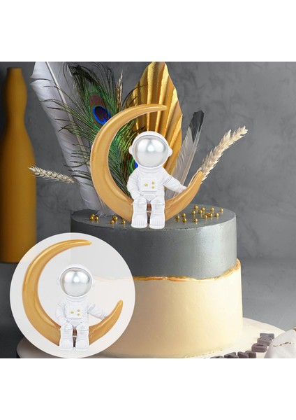 Astronot Heykel Kek Dekorasyonu Minyatür Süsleme Çubuğu Altın Ay Için Pişirme Süsleri (Yurt Dışından) fırsatları