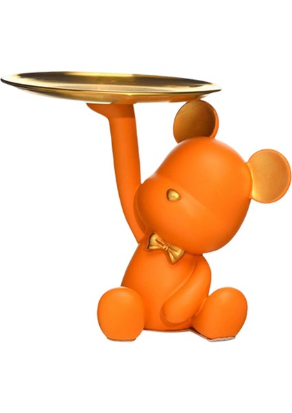 Yaratıcı Reçine Ayı Figürin Heykel Paraları Giriş Depolama Tepsisi Organizatör Turuncu (Yurt Dışından)