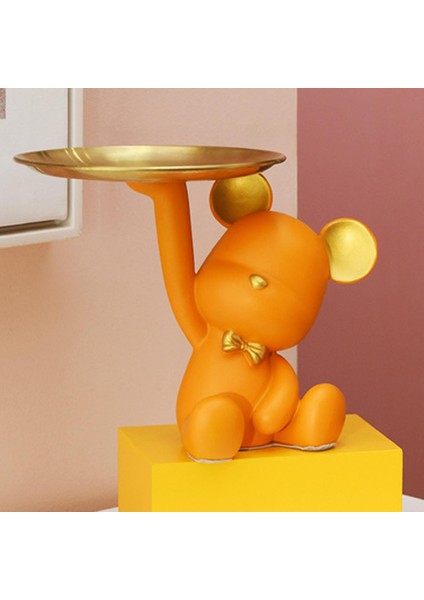 Yaratıcı Reçine Ayı Figürin Heykel Paraları Giriş Depolama Tepsisi Organizatör Turuncu (Yurt Dışından) fiyatları