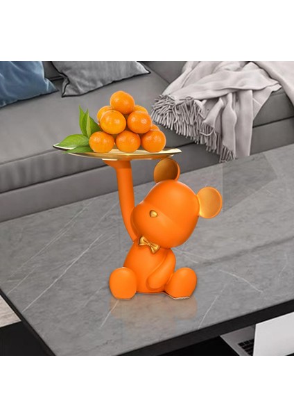 Yaratıcı Reçine Ayı Figürin Heykel Paraları Giriş Depolama Tepsisi Organizatör Turuncu (Yurt Dışından) modelleri