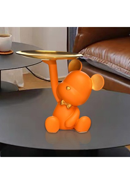 Yaratıcı Reçine Ayı Figürin Heykel Paraları Giriş Depolama Tepsisi Organizatör Turuncu (Yurt Dışından) fırsatları