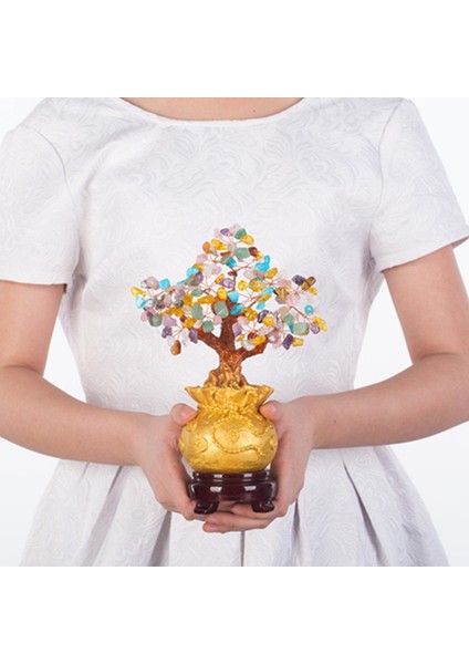 Feng Shui Kristal Para Ağacı Ahşap Taban Toplam Yükseklik 18 cm Çok Renkli (Yurt Dışından) fiyatları