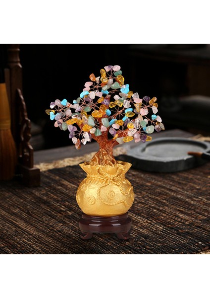 Feng Shui Kristal Para Ağacı Ahşap Taban Toplam Yükseklik 18 cm Çok Renkli (Yurt Dışından) indirimleri