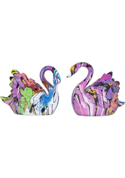 Güzel Renkli Çift Swan Figürin Reçine Zanaat Heykel Figür Süsleri (Yurt Dışından) fiyatları