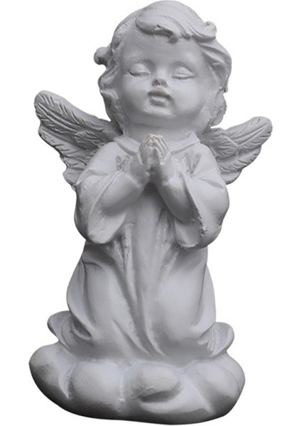 Reçine Melek Figürin Beyaz Heykeli Bahçe Masaüstü Süsler Dua Ediyor (Yurt Dışından)