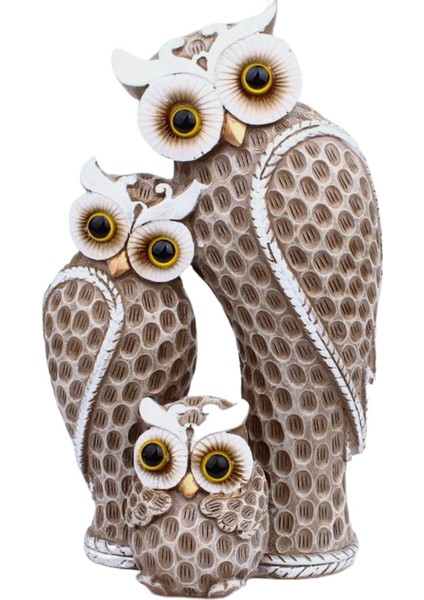 Masaüstü Baykuş Aile Heykeli Dekorasyon Ev Dekoru Baykuş Aşıkları Mutfak Kahverengi Için Hediyeler (Yurt Dışından)