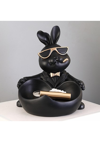 Tavşan Heykel Figürin Depolama Kutusu Hayvan Anahtar Kap Süsü Ev Dekor Siyah (Yurt Dışından) fiyatları