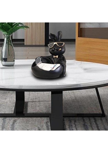 Tavşan Heykel Figürin Depolama Kutusu Hayvan Anahtar Kap Süsü Ev Dekor Siyah (Yurt Dışından) modelleri