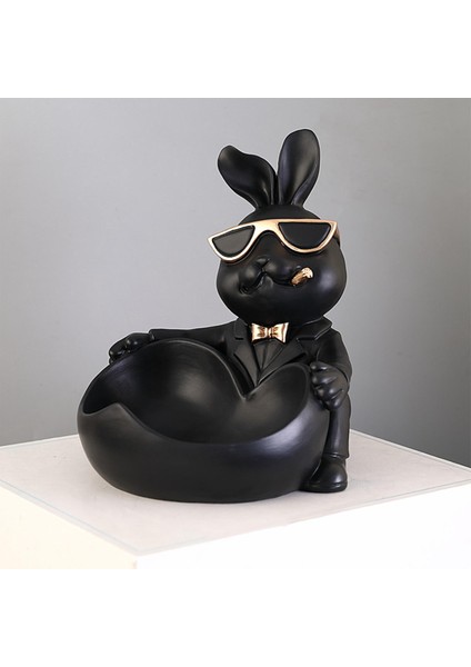 Tavşan Heykel Figürin Depolama Kutusu Hayvan Anahtar Kap Süsü Ev Dekor Siyah (Yurt Dışından) fırsatları
