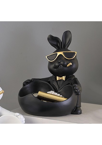 Tavşan Heykel Figürin Depolama Kutusu Hayvan Anahtar Kap Süsü Ev Dekor Siyah (Yurt Dışından) indirimleri