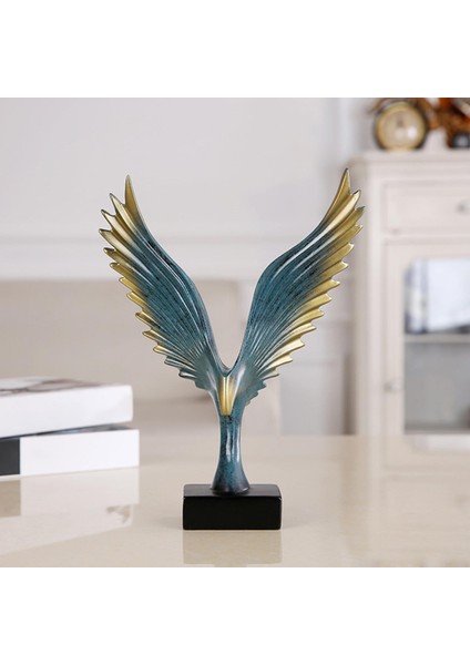 Sanat Reçine Kanat Heykeli Ana Sayfa Figürinler Tablet Dekoratif Süsler El Sanatları Mavi (Yurt Dışından) fiyatları