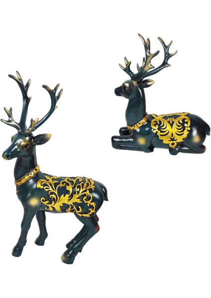 2x Nordic Noel Ren Geyiği Figürinler Tv Dolabı Için El Sanatları (Yurt Dışından)