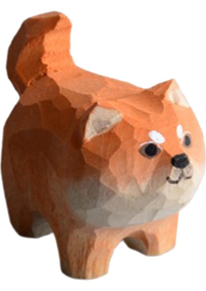 Sevimli Köpek Heykeli Ahşap Heykelcik Hayvan Heykel Dekor Ofis Süslemesi (Yurt Dışından)