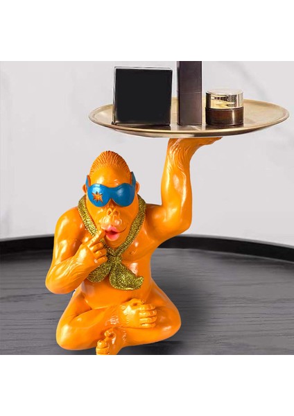 Hayvan Heykel Tepsisi Ekran Makyaj Depolama Bileziği Ev Banyo Dekor 12X12X22CM Turuncu (Yurt Dışından) fiyatları