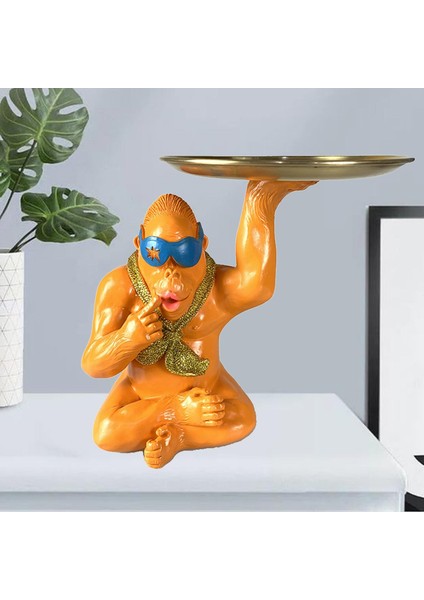 Hayvan Heykel Tepsisi Ekran Makyaj Depolama Bileziği Ev Banyo Dekor 12X12X22CM Turuncu (Yurt Dışından) modelleri